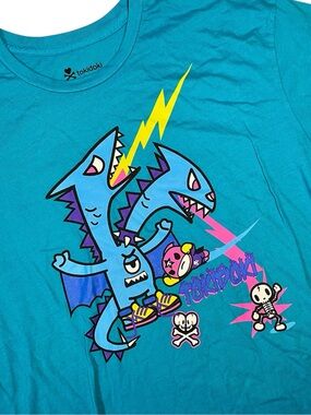 NEW Tokidoki Kingdos Blue Tee Shirt Men’s Large 2-Headed Kaiju Monster NWT